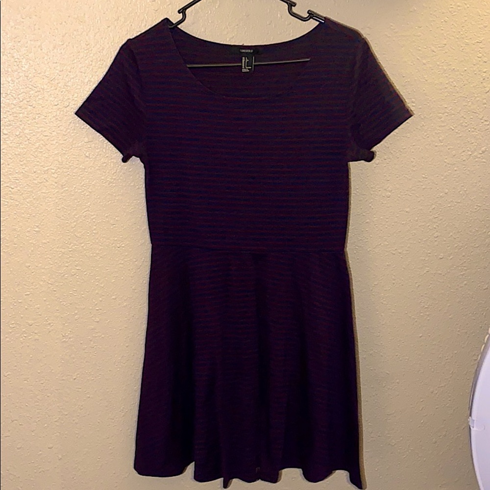 Short Sleeved Midi Striped Dress